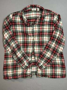 L.L.Bean Women’s Plaid Flannel Shirt XL Multicolor Red Green Yellow
